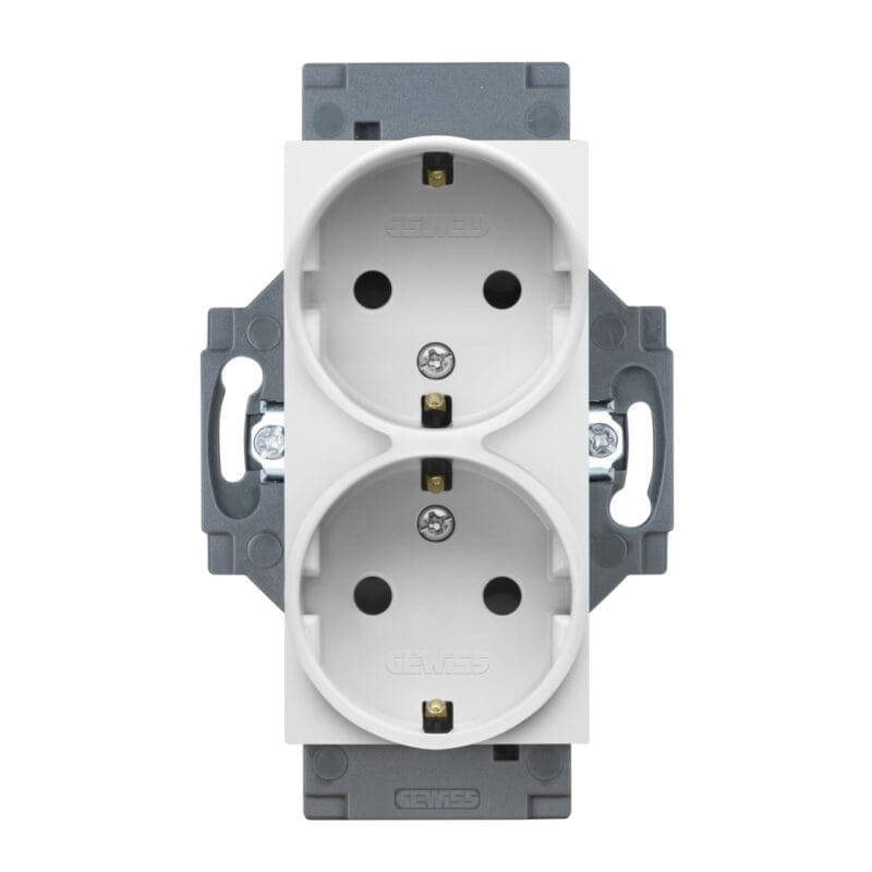 Priza dubla Schuko 2P+E 16A alb Dahlia GEWISS GW35204W - imagine 1