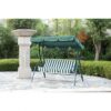 Balansoar verde cu alb 3 persoane cu copertina LIVIA GREEN - imagine 2