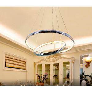 Lustra suspendata 220V 2 inele 400+600mm aluminiu+crystal OVK-PL5241-600 - imagine 2