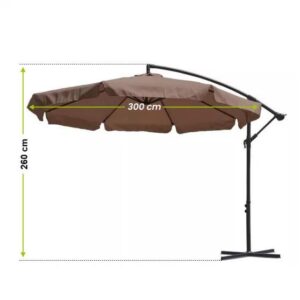 Umbrela de gradina cu brat extensibil,300cm x 250cm, culoare maro - imagine 4