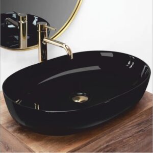 Lavoar pentru blat, ceramic Rea Cleo Black Aiax, 410x605x140 mm, finisaj mat, REA-U6625 - imagine 4