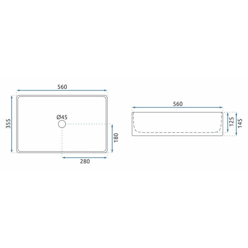 Lavoar pentru blat, ceramic Rea Berta, 560 x 355 x 145 mm REA-U5055 - imagine 5