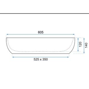 Lavoar pentru blat, ceramic Rea Cleo 61 White-Black Edge, 410 x 605 x 140 mm, REA-U6210 - imagine 4
