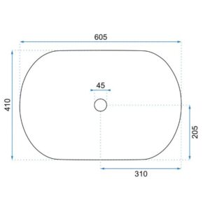Lavoar pentru blat, ceramic Rea Cleo 61 White-Black Edge, 410 x 605 x 140 mm, REA-U6210 - imagine 5