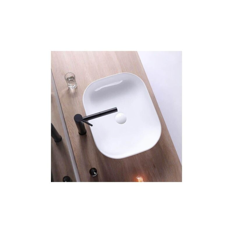 Lavoar pentru blat, ceramic Rea Mona Slim White, 505 x 400 x140 mm, REA-U6300 - imagine 3