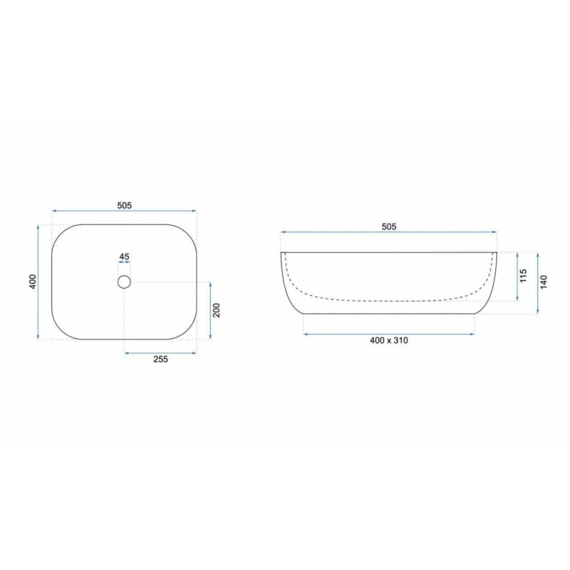 Lavoar pentru blat, ceramic Rea Mona Slim White, 505 x 400 x140 mm, REA-U6300 - imagine 5