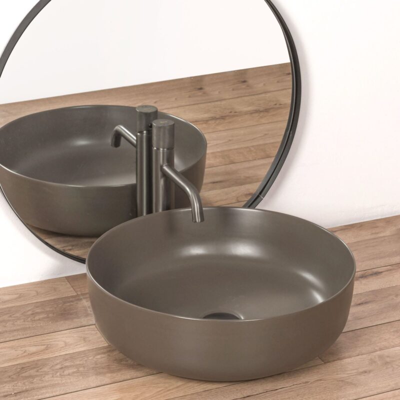 Lavoar pentru blat, ceramic Rea Elma Grey, 450 x 450 x 140 mm, REA-U8495 - imagine 2