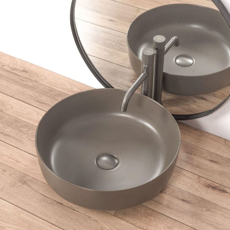 Lavoar pentru blat, ceramic Rea Elma Grey, 450 x 450 x 140 mm, REA-U8495 - imagine 3