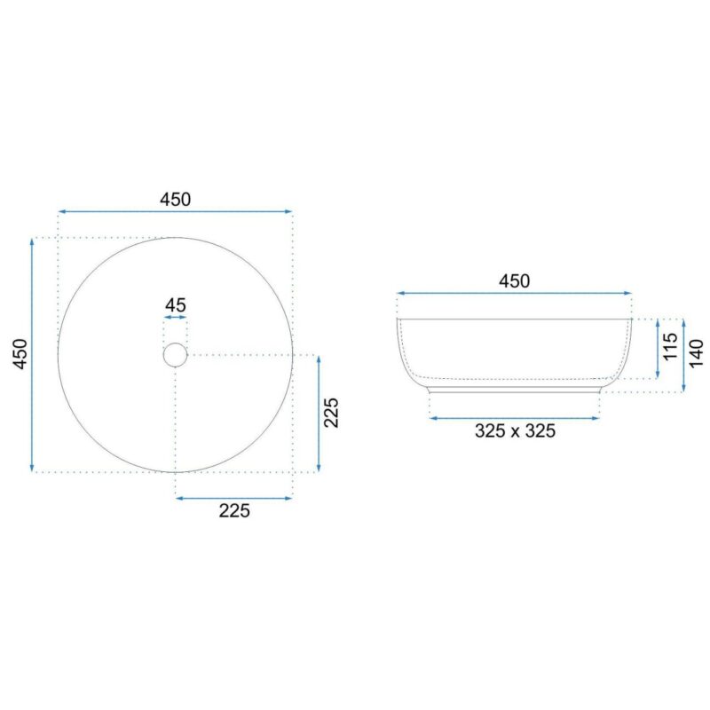 Lavoar pentru blat, ceramic Rea Elma Grey, 450 x 450 x 140 mm, REA-U8495 - imagine 5
