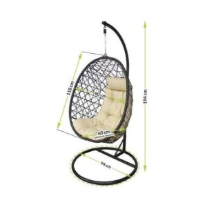 Leagan Fotoliu suspendat Larisa tip Cocon, pentru Gradina, cu Perne si Suport Metalic MIR-B3314SBK - imagine 3