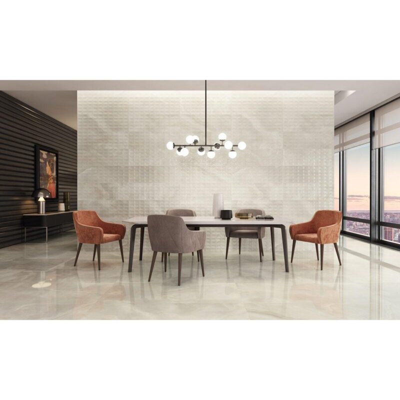Lastra - placa mare gresie XXL - rectificata Avalon Marfil, tip marmura, 120x260 cm, culoare crem, finisaj lucios - imagine 2