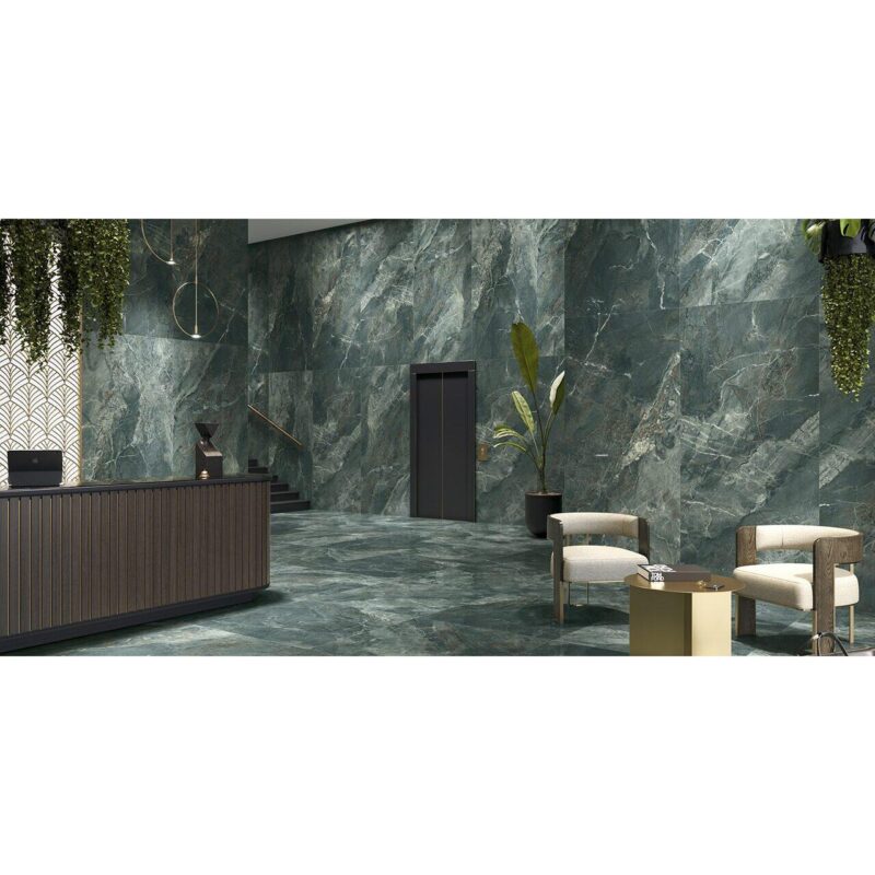 Lastra - placa mare gresie XXL - rectificata Murano, tip marmura, 120x260 cm, culoare gri, finisaj lucios - imagine 2