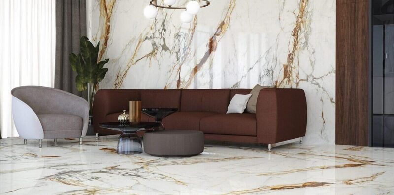 Lastra - placa mare gresie XXL - rectificata Uluru, tip marmura, 120x260 cm, culoare alb, finisaj lucios - imagine 2