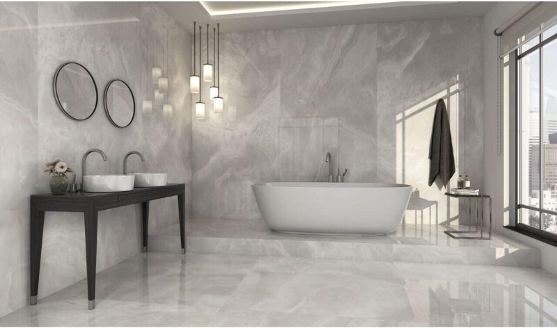 Lastra - placa mare gresie XXL - rectificata Avalon Gris, tip marmura, 120x260 cm, culoare gri, finisaj lucios - imagine 2