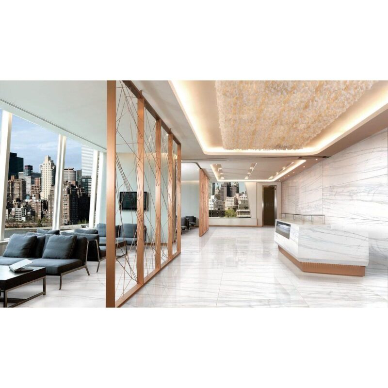 Lastra - placa mare gresie XXL - rectificata Venato White, tip marmura, 120x260 cm, culoare alb, finisaj lucios - imagine 2