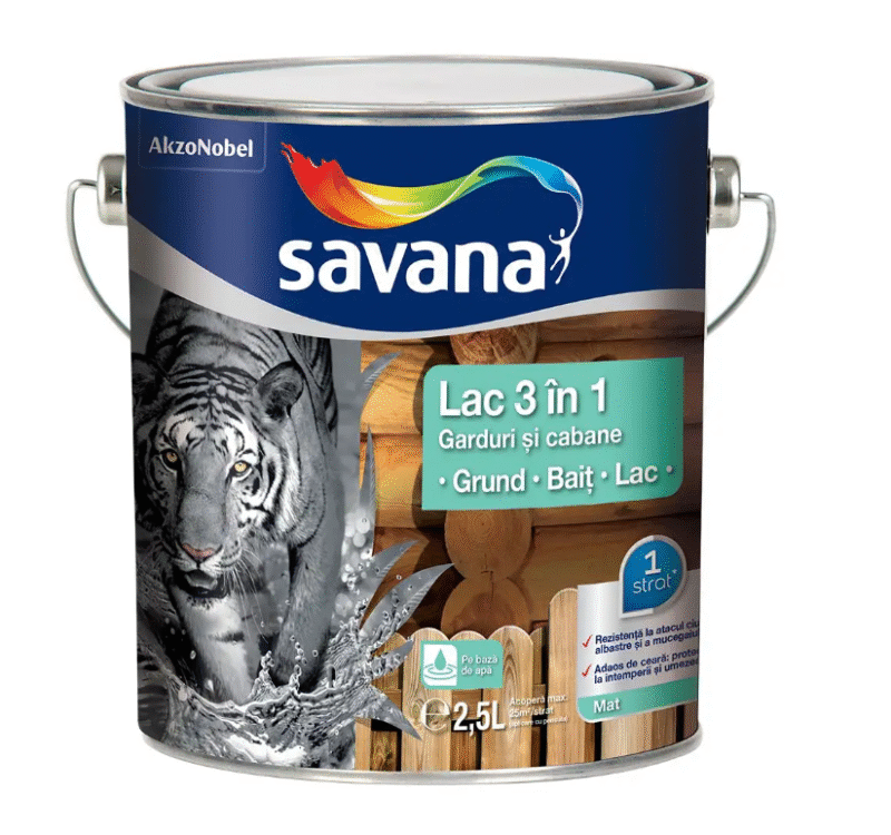 Lac 2 in 1 Savana pentru garduri si cabane Teak 2.5L - imagine 1