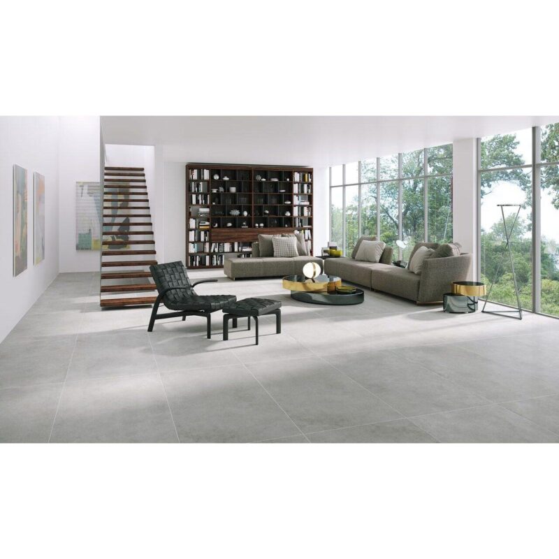 Lastra - placa mare gresie XXL - rectificata Essential Perla, model ciment, 120x260 cm, culoare gri, finisaj mat - imagine 2