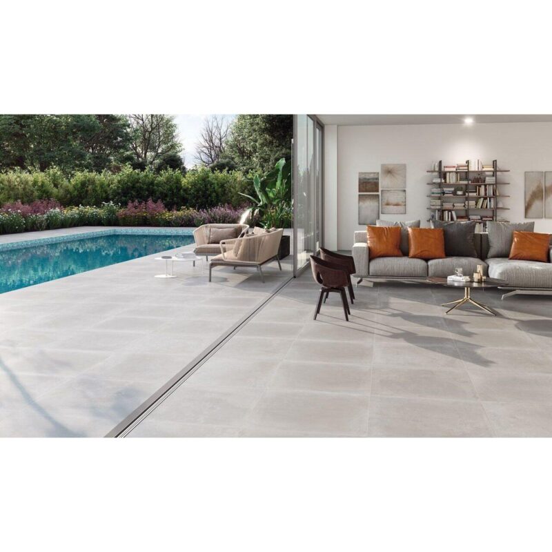 Lastra - placa mare gresie XXL - rectificata Tribeca Perla, tip ciment, 120x260 cm, culoare gri, finisaj mat - imagine 3