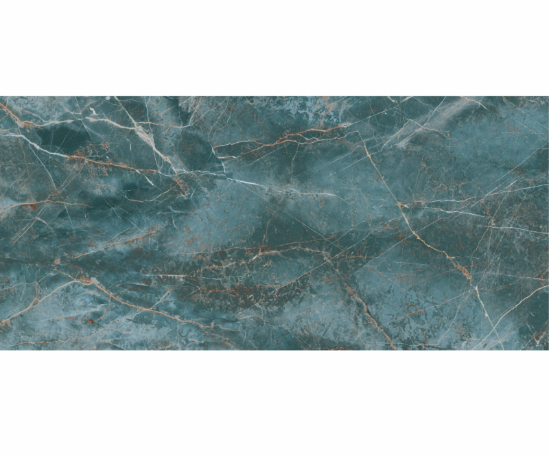 Lastra - placa mare gresie XXL - rectificata Manhattan Ocean, model marmura, 120x260 cm, culoare albastru, finisaj lucios - imagine 1