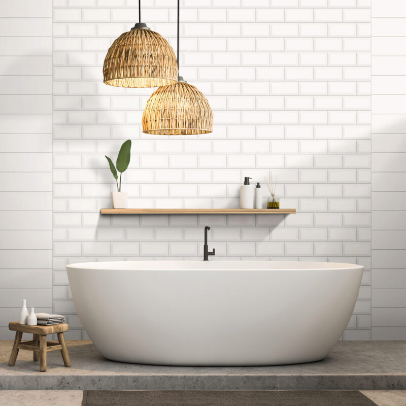 Faianta Metro White model marmura 10x20 cm, finisaj lucios, culoare alba - imagine 3