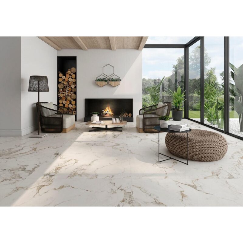 Gresie model marmura, Bellagio Gold, 60x60 cm, auriu, finsaj mat - imagine 5