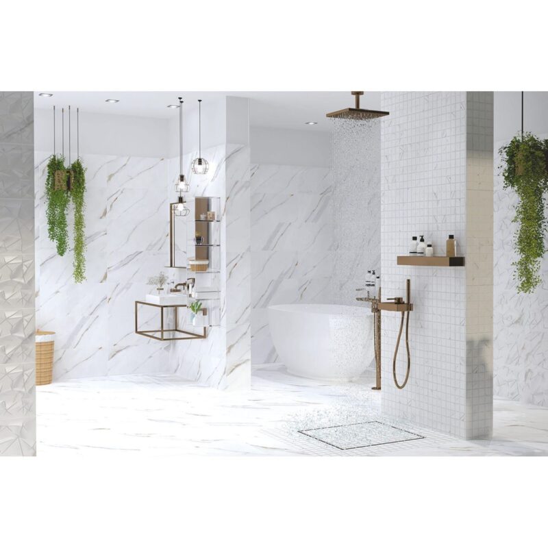 Gresie Statuario, model piatra, 6060-0351, 60 x 30 cm, culoare alb, finisaj mat - imagine 3
