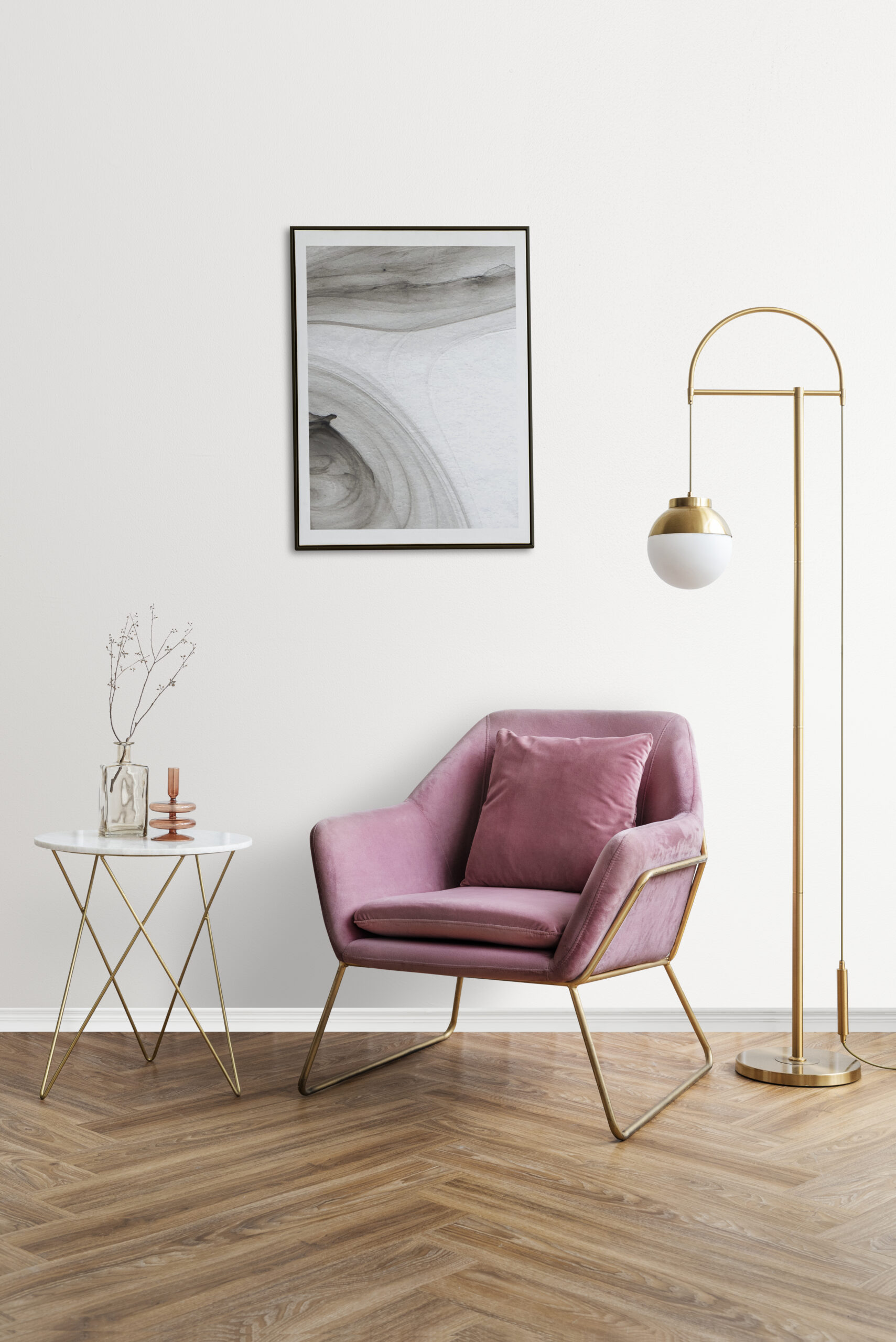 picture-frame-with-abstract-art-by-pink-velvet-armchair-scaled Acasa