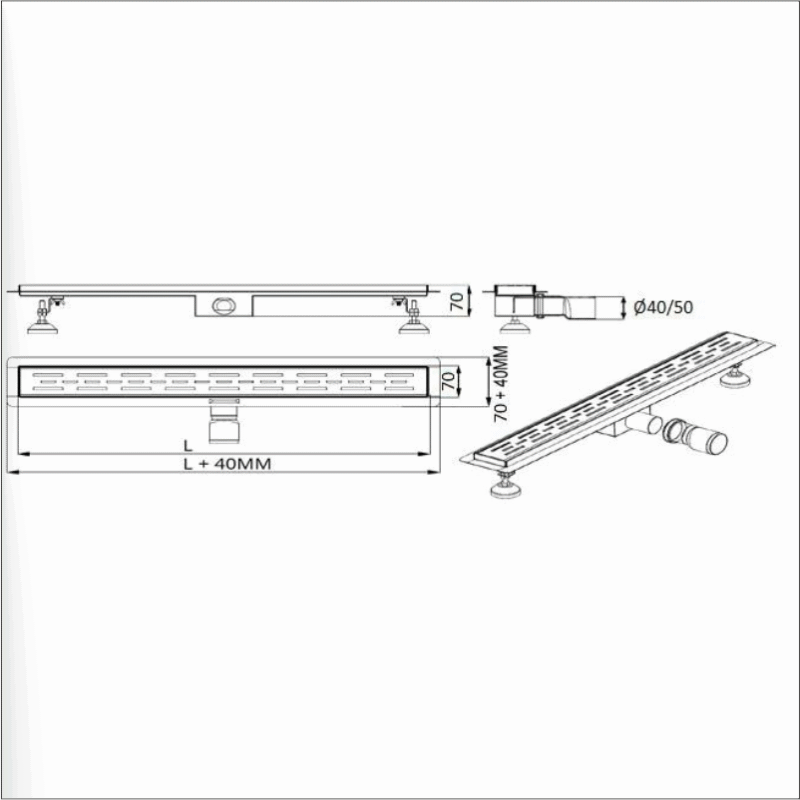 Rigola din inox placabila LUXURY 400x70 mm VEN-S407S - imagine 4