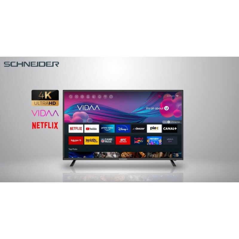 Televizor Schneider 50SC690K, LED, Smart, Clasa F, Diagonala 127 cm, Ultra HD 4K, Vidaa OS, Negru - imagine 3