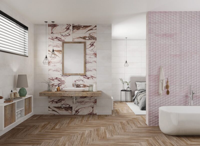 Faianta rectificata Cemento Perla White 3394, model ciment, 24.4x74.4 cm, alb - imagine 9