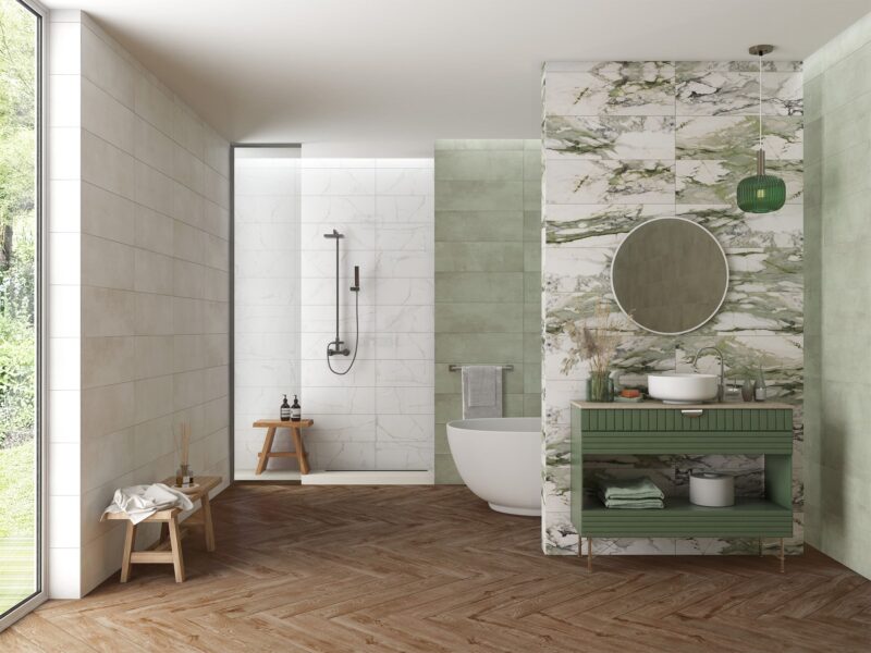 Faianta rectificata Cemento Perla White 3394, model ciment, 24.4x74.4 cm, alb - imagine 12