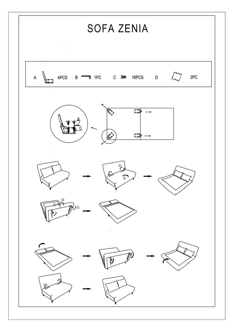 Canapea extensibila Zenia gri TAP.137/negru - imagine 8
