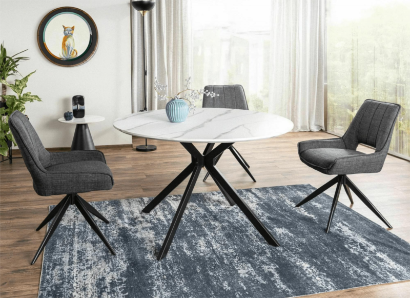 Masa Aster alb-negru mat, cadru FI100 - imagine 2