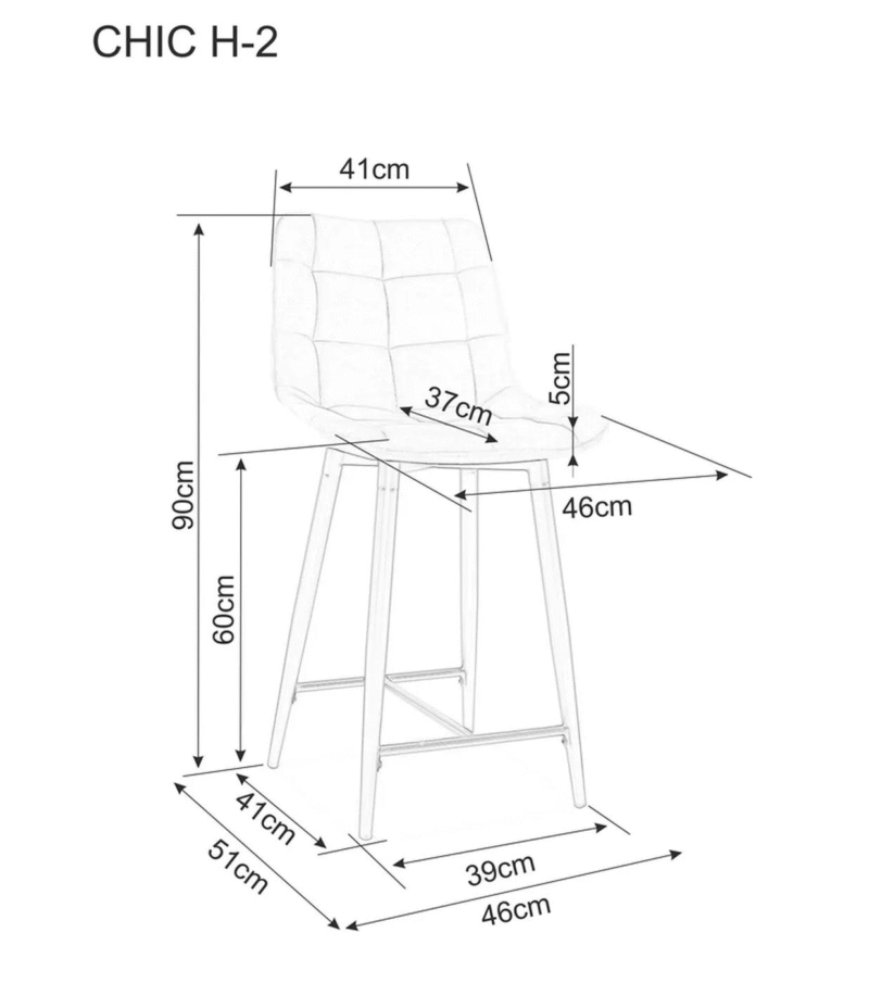 Scaun bar Chic H-2 cadru negru velvet / curry Bluvel 68 - imagine 5