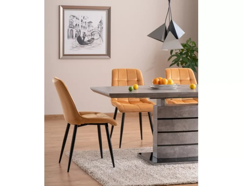 Scaun dining / bucatarie Chic Catifea Bluvel Curry 68/cadru negru - imagine 2