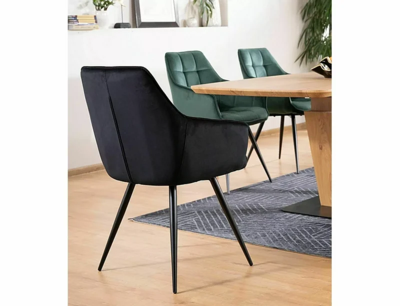 Scaun dining / living Lily Catifea Bluvel Negru 19/cadru negru - imagine 2