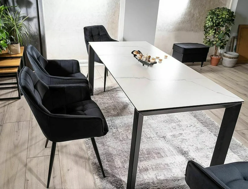 Scaun dining / living Lily Catifea Bluvel Negru 19/cadru negru - imagine 3