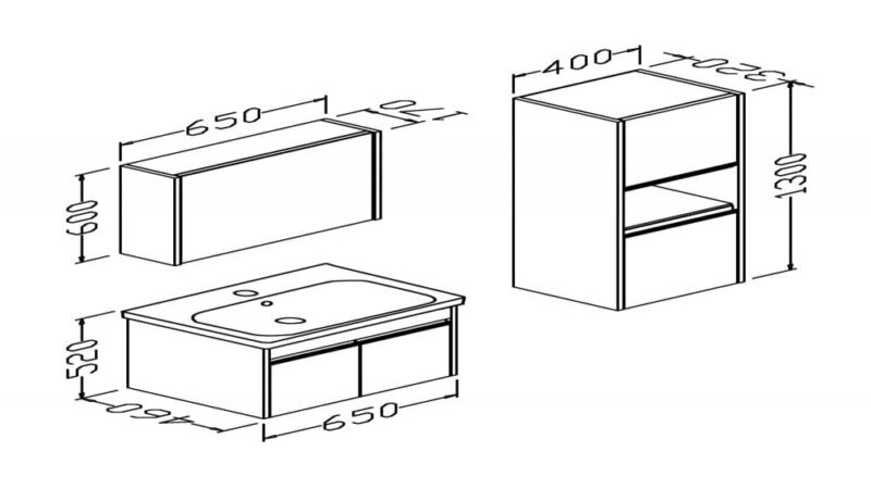 Set mobilier baie 65cm Begonya White - Anthracite cu Lavoar si Oglinda - imagine 2