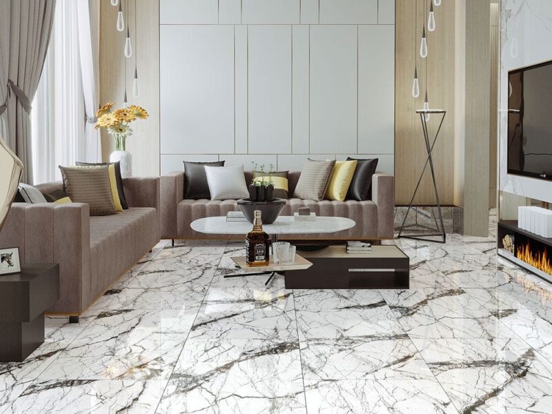 Gresie rectificata SG Pole Full Lap 1., model marmura, 60x120 cm, Alb - imagine 5