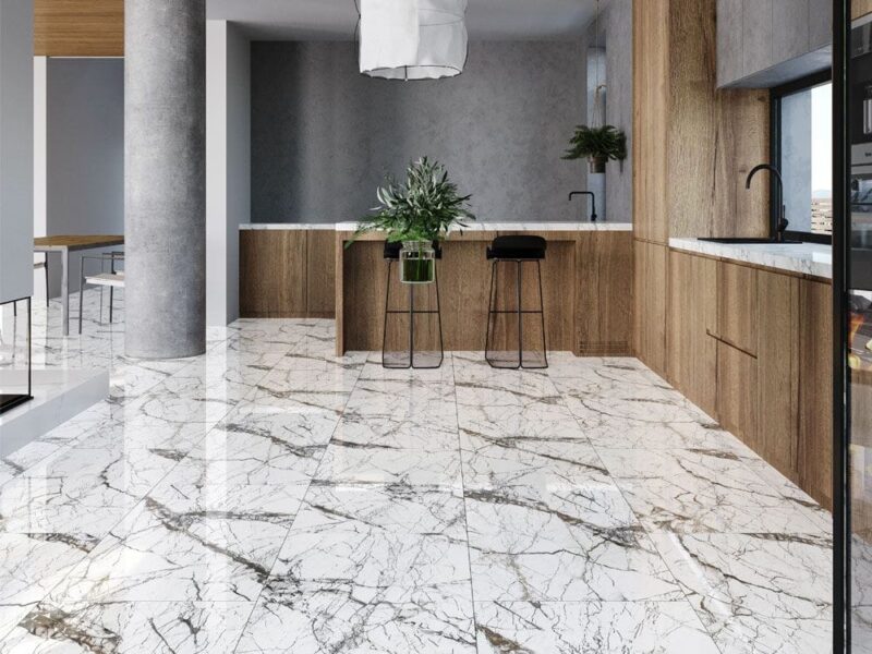 Gresie rectificata SG Pole Full Lap 1., model marmura, 60x120 cm, Alb - imagine 6