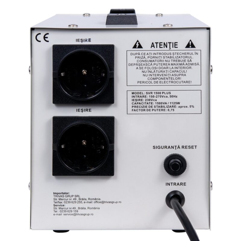 Stabilizator SVR PLUS 1500 VA / 1125W (Cod: 10742) - imagine 2