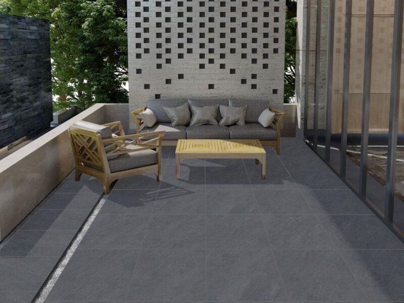 Gresie rectificata Dakota Grey 1 D. 60x60x2 cm, model piatra, finisaj mat, gri - imagine 2