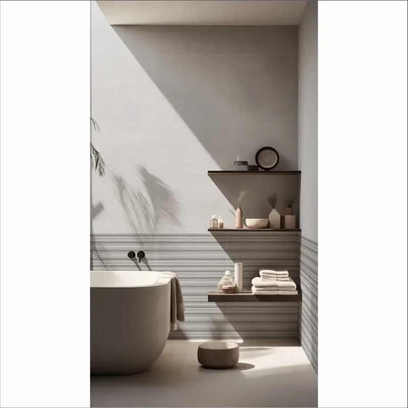 Faianta Ayrona Blanco 25x50 cm, model ciment, finisaj mat, alb, model ciment, finisaj mat, alb - imagine 6