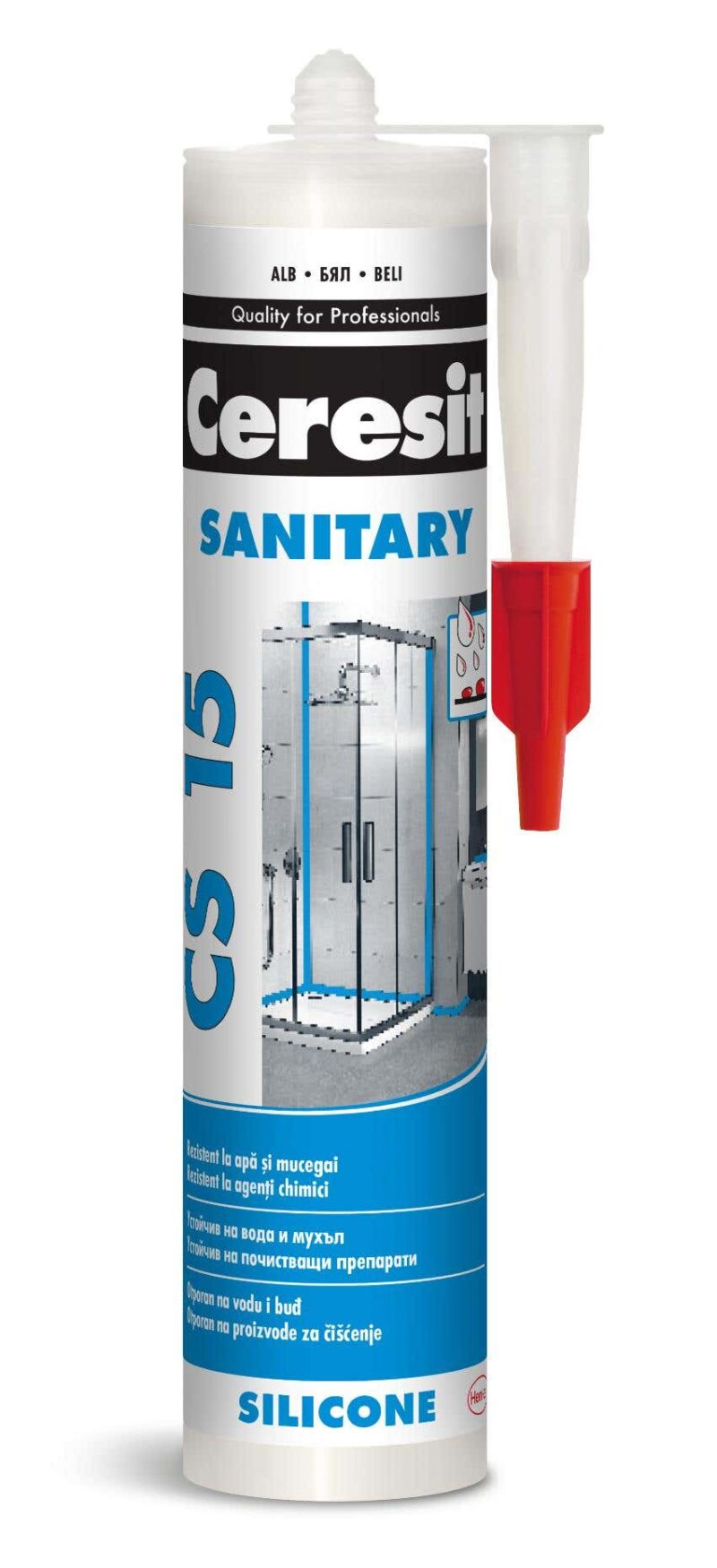 9000101152821 CERESIT CS15 SILICON SANITARY STD ALB 280ML 2950296 - imagine 1