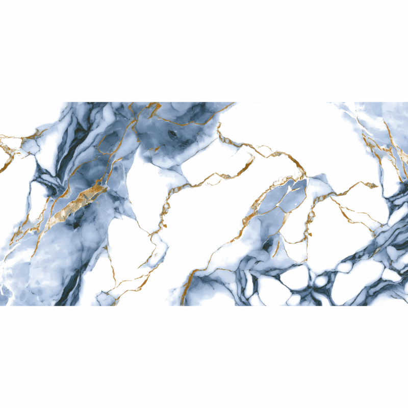 Gresie rectificata Classica Aqua - High Glossy 60x120 cm, model marmura, finisaj lucios, culoare alb-bleu - imagine 3