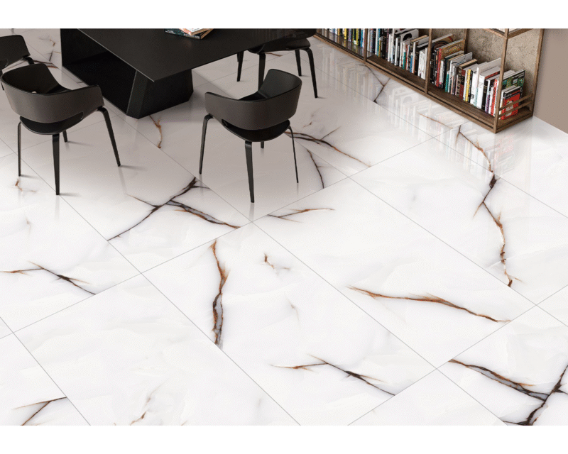 Gresie rectificata Savona Grey SAO2 60x120 cm, model marmura, gri, finisaj lucios - imagine 2