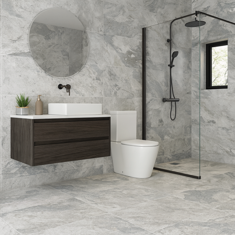 Bohemia white_2 Gresie rectificata Bohemia White 60x120 cm, alb, model ciment, finisaj mat - imagine 2