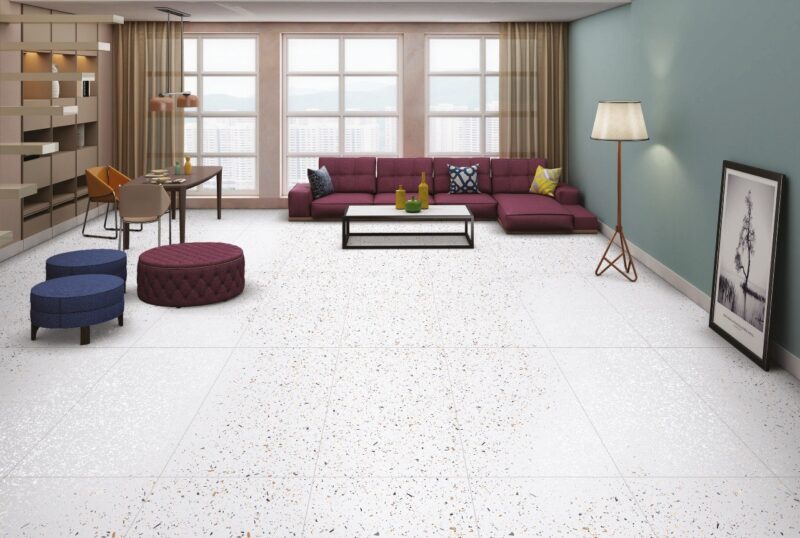 Gresie RS 194 White Carving 60x120 cm, alb, model ciment, finisaj lucios - imagine 2