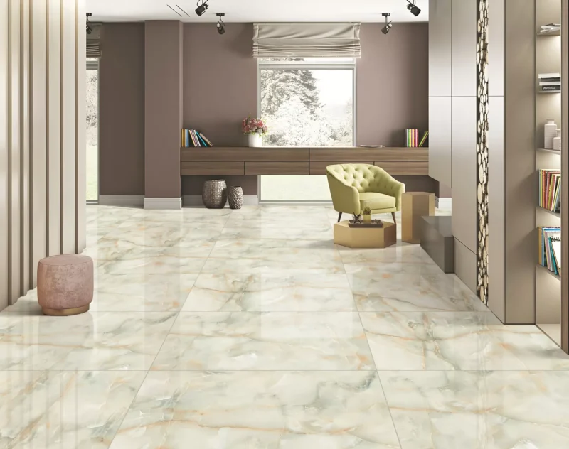 Gresie Robins Aqua 60x120 cm, albastru, model marmura, finisaj lucios - imagine 2