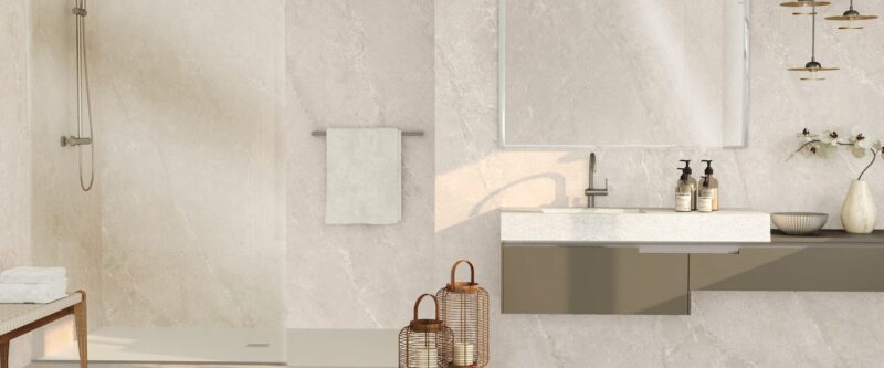 Lastra Stellar Bone 120x280x0.6 cm, crem, model ciment, finisaj mat - imagine 2